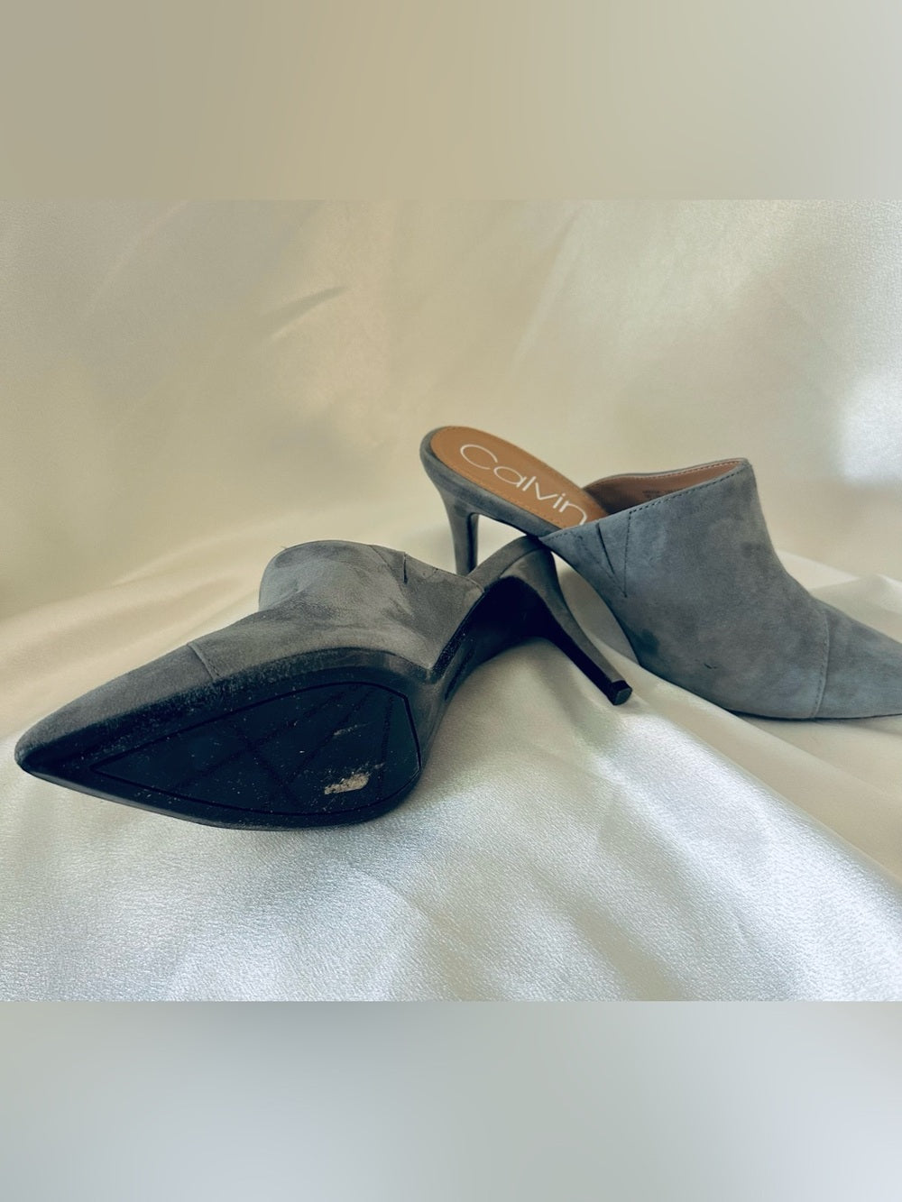 Calvin Klein Grecia Suede Mule Heels