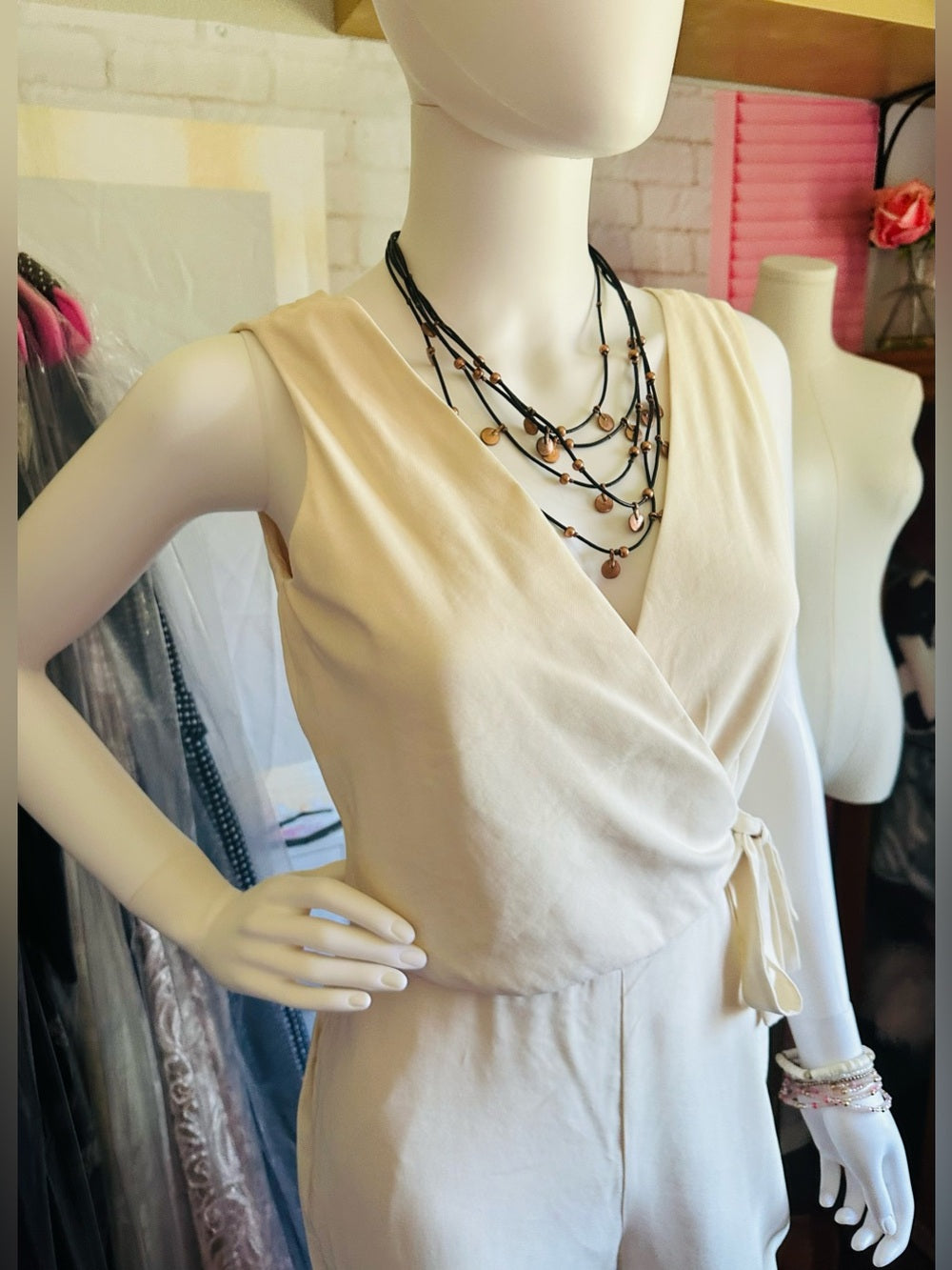 1.STATE Sleeveless Wrap Front Soft Twill Jumpsuit