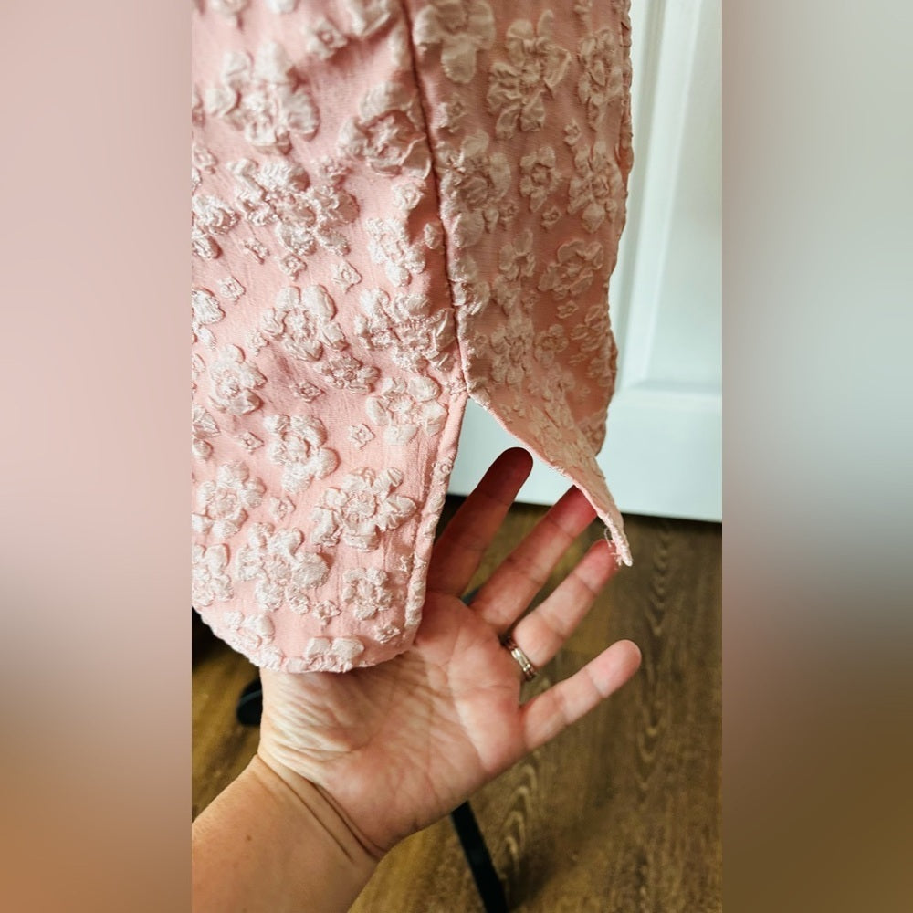Floral Brocade Pink Mini Skirt