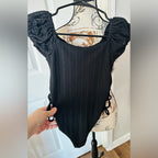 Olivaceous Black Lace-Up Bodysuit