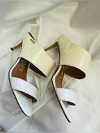 Calvin Klein Ivory and Cream Double-Band Slide Heeled Mules