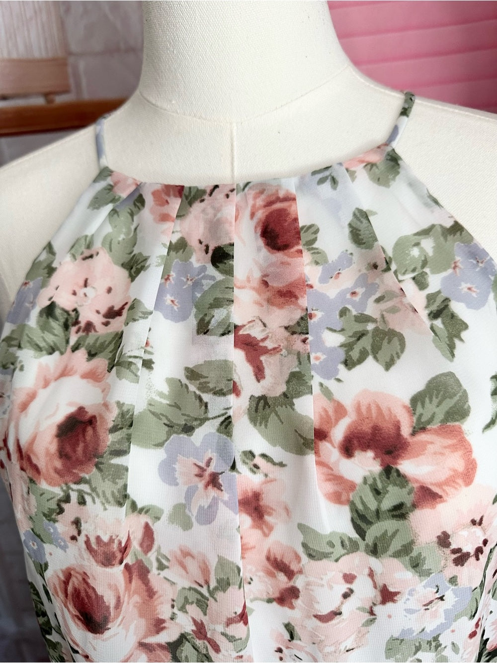 Guess Floral Chiffon Halter Dress