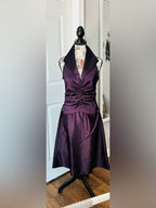 Tadashi Shoji Plum Ruched Halter Gown