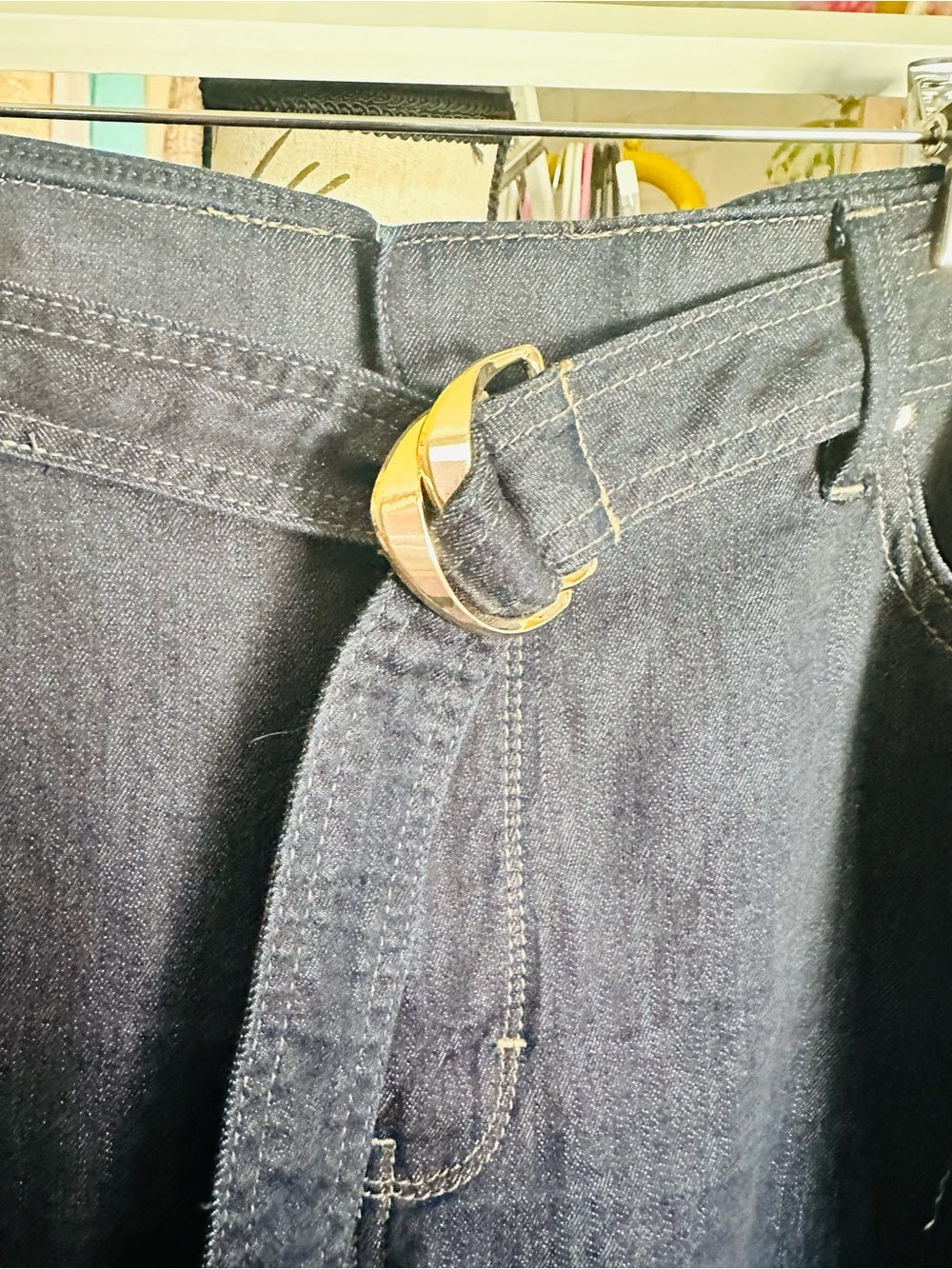 White House Black Market High-Rise Belted Wide-Leg Jean