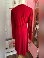 Long Sleeve Casual V-Neck Tunic Shift Midi Dress