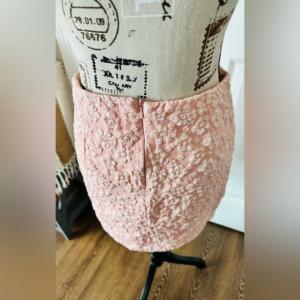 Floral Brocade Pink Mini Skirt
