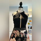 Chic Floral A-Line Party Dress in Black and Pink