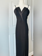 Betsy & Adam Black Strapless Tuxedo Gown