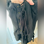 Olivaceous Black Lace-Up Bodysuit