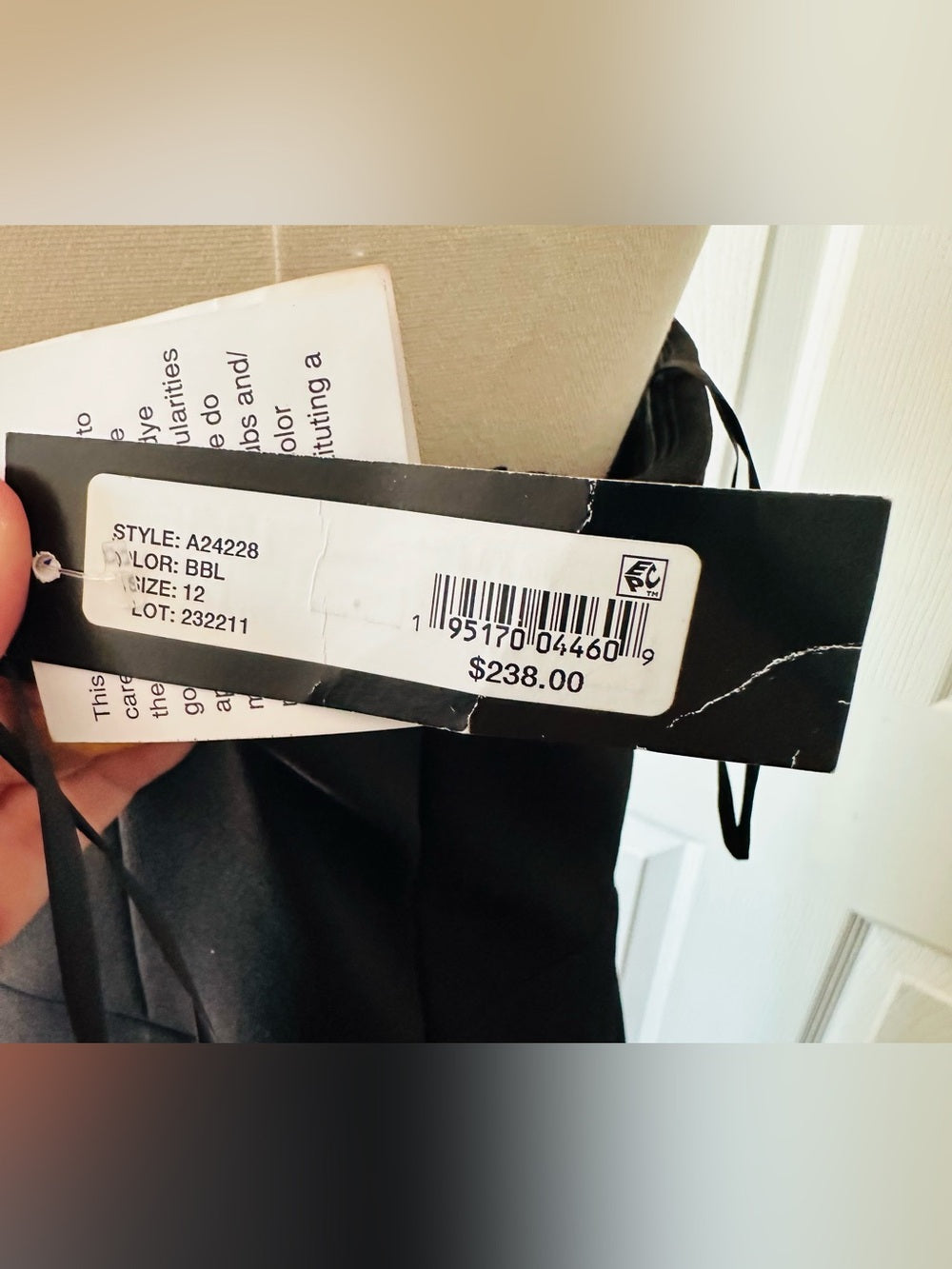 Betsy & Adam Black Strapless Tuxedo Gown