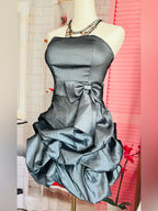 Vintage Y2K Masquerade Strapless Bubble Hem Prom Dress