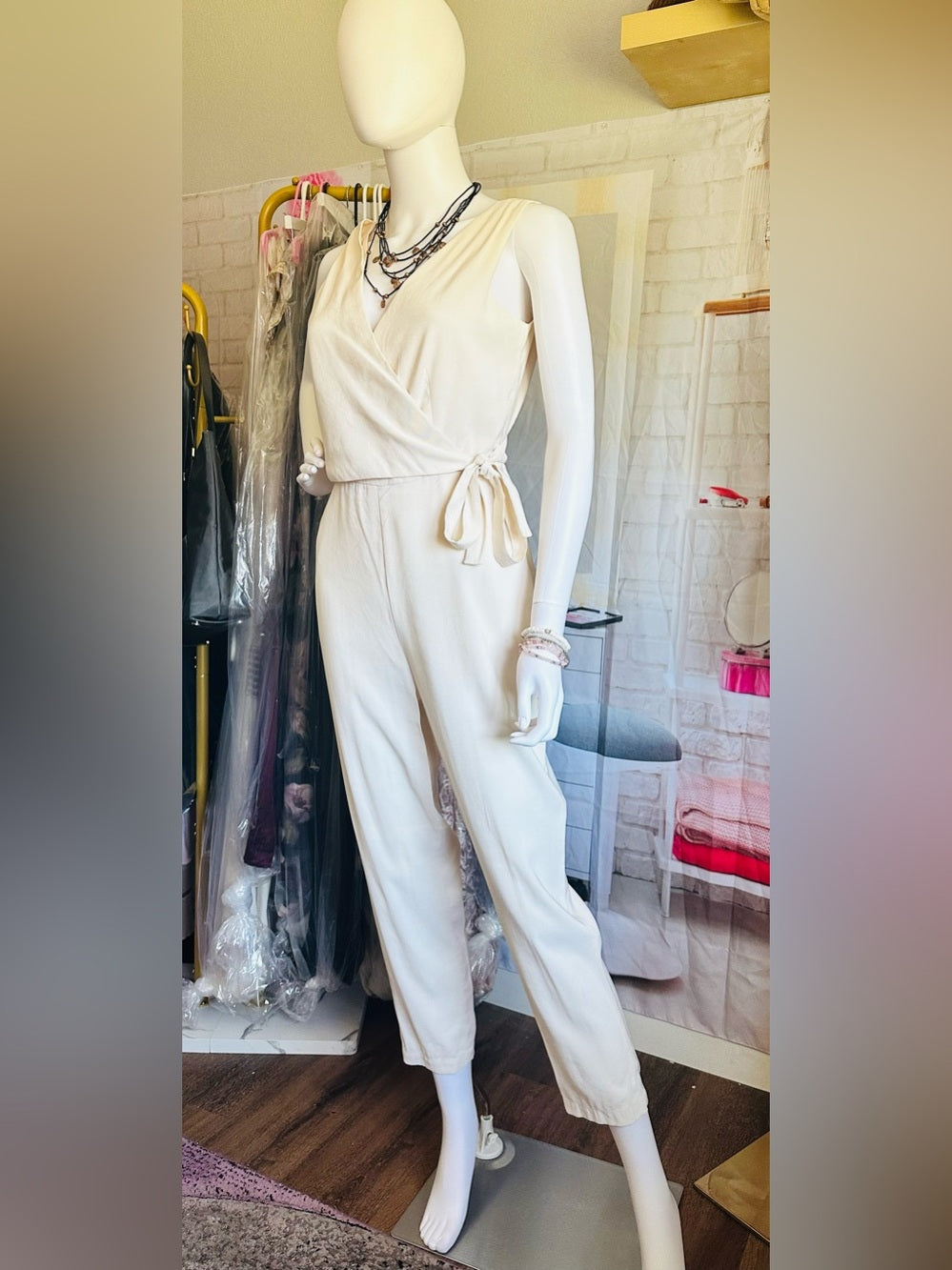 1.STATE Sleeveless Wrap Front Soft Twill Jumpsuit