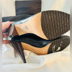 Charles David Brown Heeled Boots with Buckle Detail