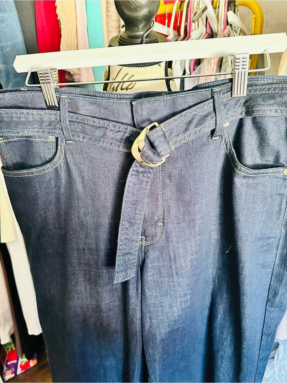 White House Black Market High-Rise Belted Wide-Leg Jean