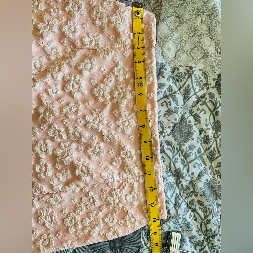 Floral Brocade Pink Mini Skirt