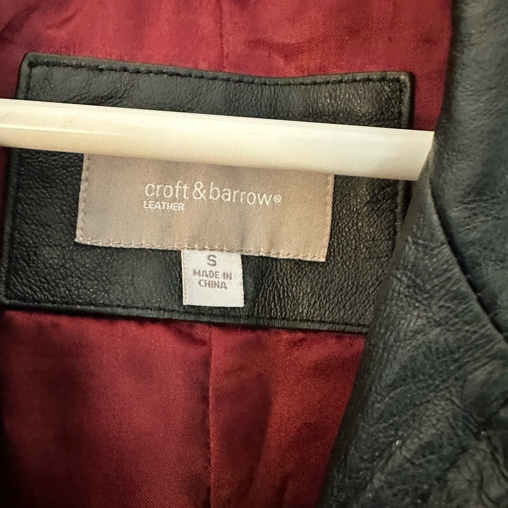 Women's Black Leather Belted Jacket