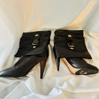 Charles David Brown Heeled Boots with Buckle Detail